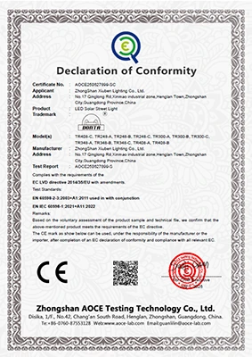 CE certificate issued by Zhongshan AOCE Testing Technology Co., Ltd. — LVD — Low Voltage Directive